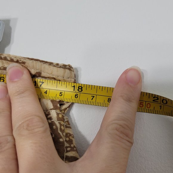 Cassis Bohemian A-Line Skirt Brown Tan Patterned Belted Pockets Boho Lined Sz 12 - Picture 10 of 10